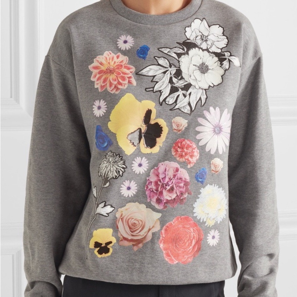Christopher Kane Stickers Printed Flower Crew Sweatshirt